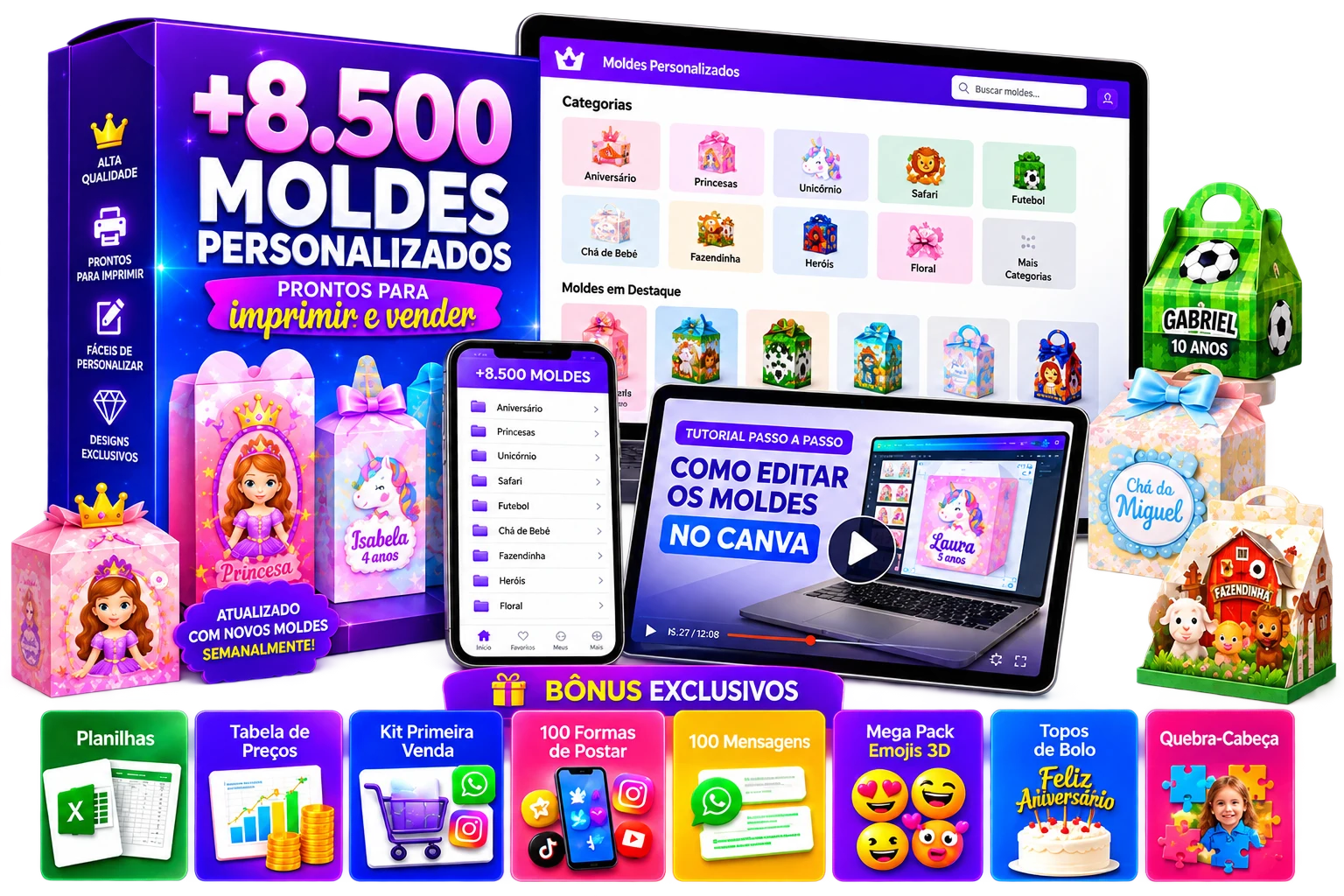 +8.500 Moldes Prontos e Editáveis no App